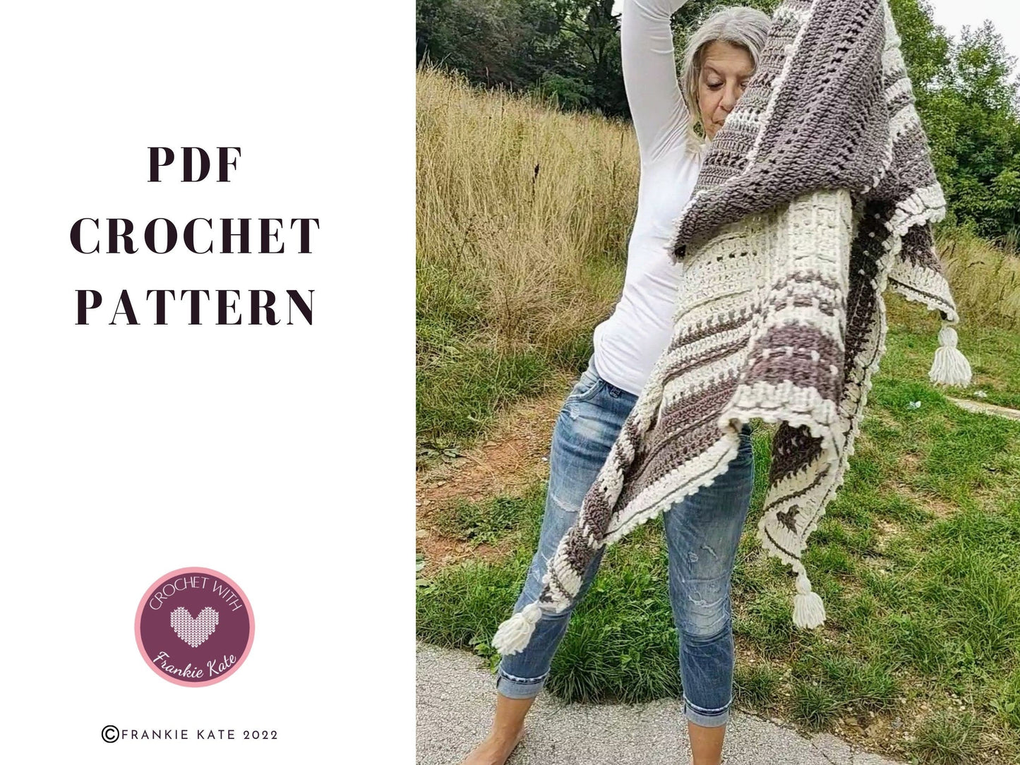 Nova Hooded Triangle Shawl Crochet Pattern | Cozy Fall & Winter Wrap | Tassels & Hood Option | PDF Download