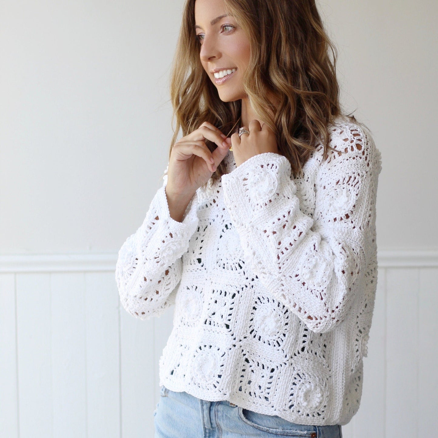 Modern Granny Square Sweater Crochet Pattern | All-Season Pullover | Sizes S–5X | PDF Download