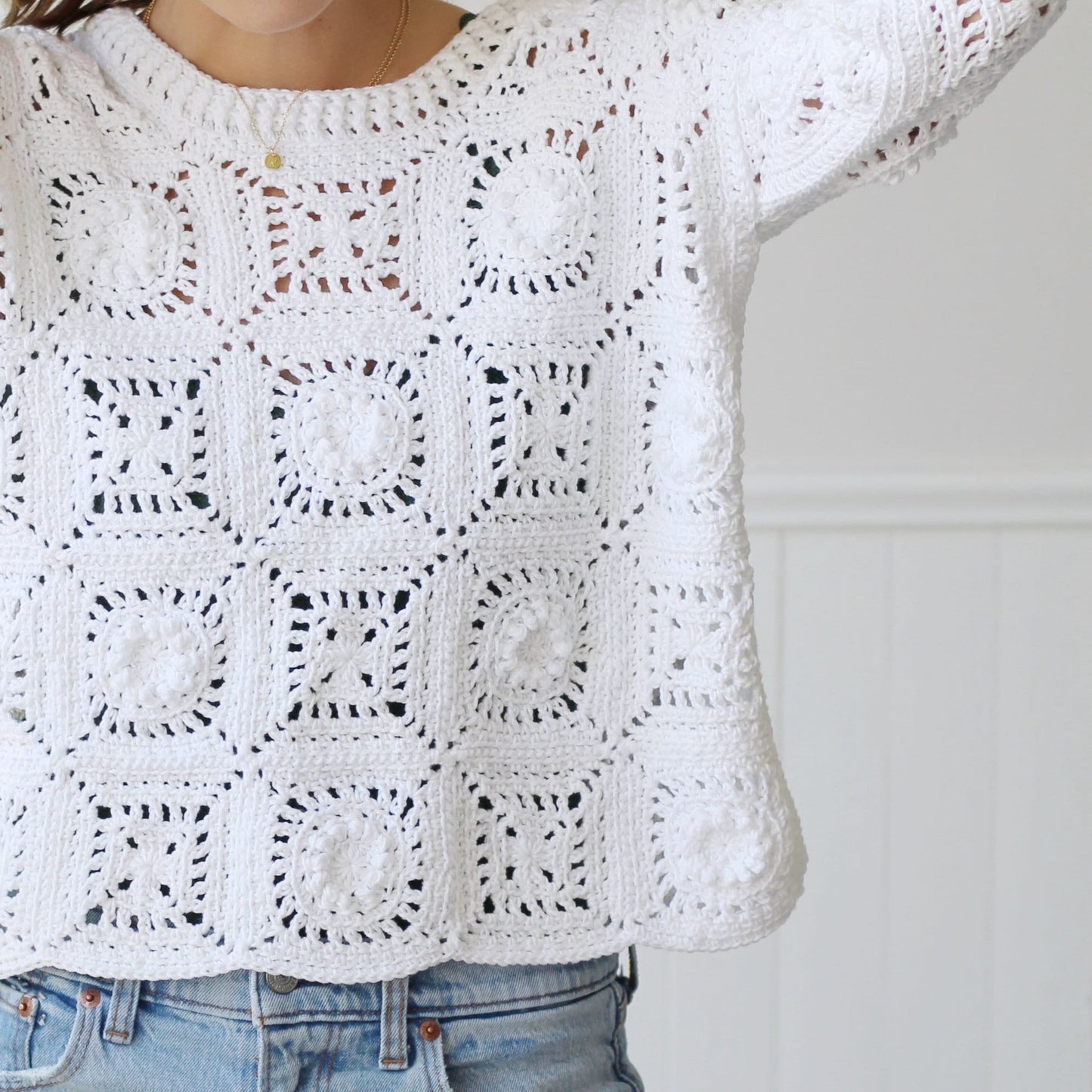 Modern Granny Square Sweater Crochet Pattern | All-Season Pullover | Sizes S–5X | PDF Download