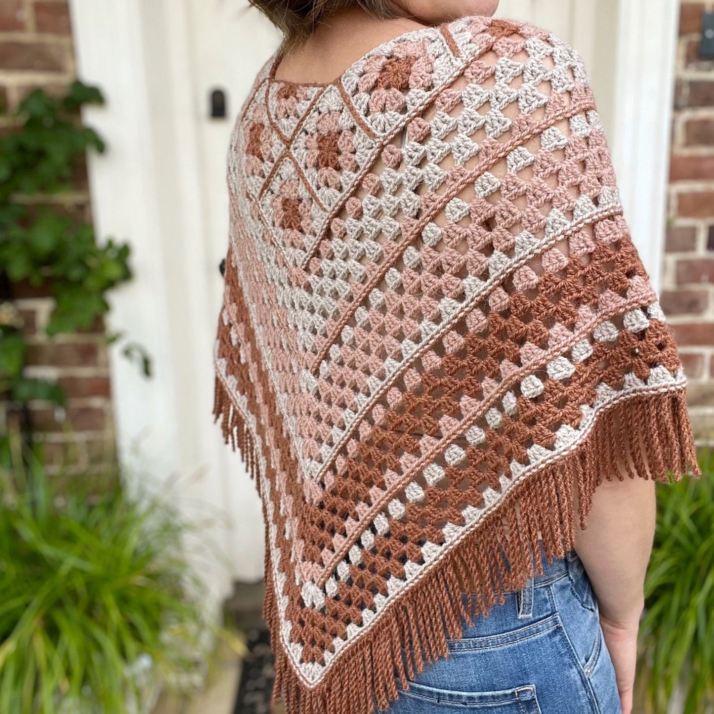 Granny Square Poncho Crochet Pattern | Beginner-Friendly Sweater or Fringe Poncho | Sizes XS–5XL | PDF Download