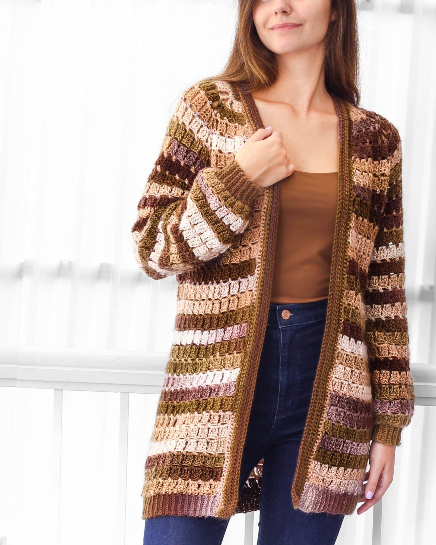 ELLA Crochet Cardigan Pattern | Raglan Sleeves | Seamless Top-Down | Sizes XS–3XL | PDF in US Terms