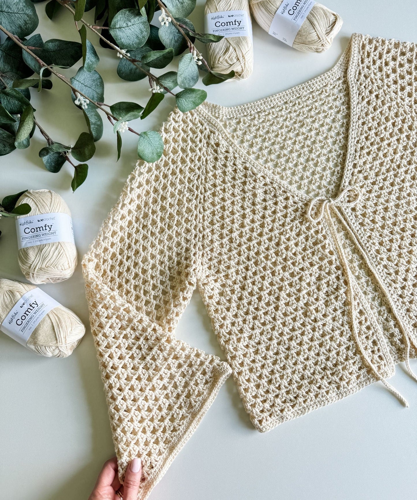 V-Stitch Summer Cardigan Crochet Pattern | 2 Styles | Top-Down Seamless Design | Sizes XS–5X | PDF Digital Download
