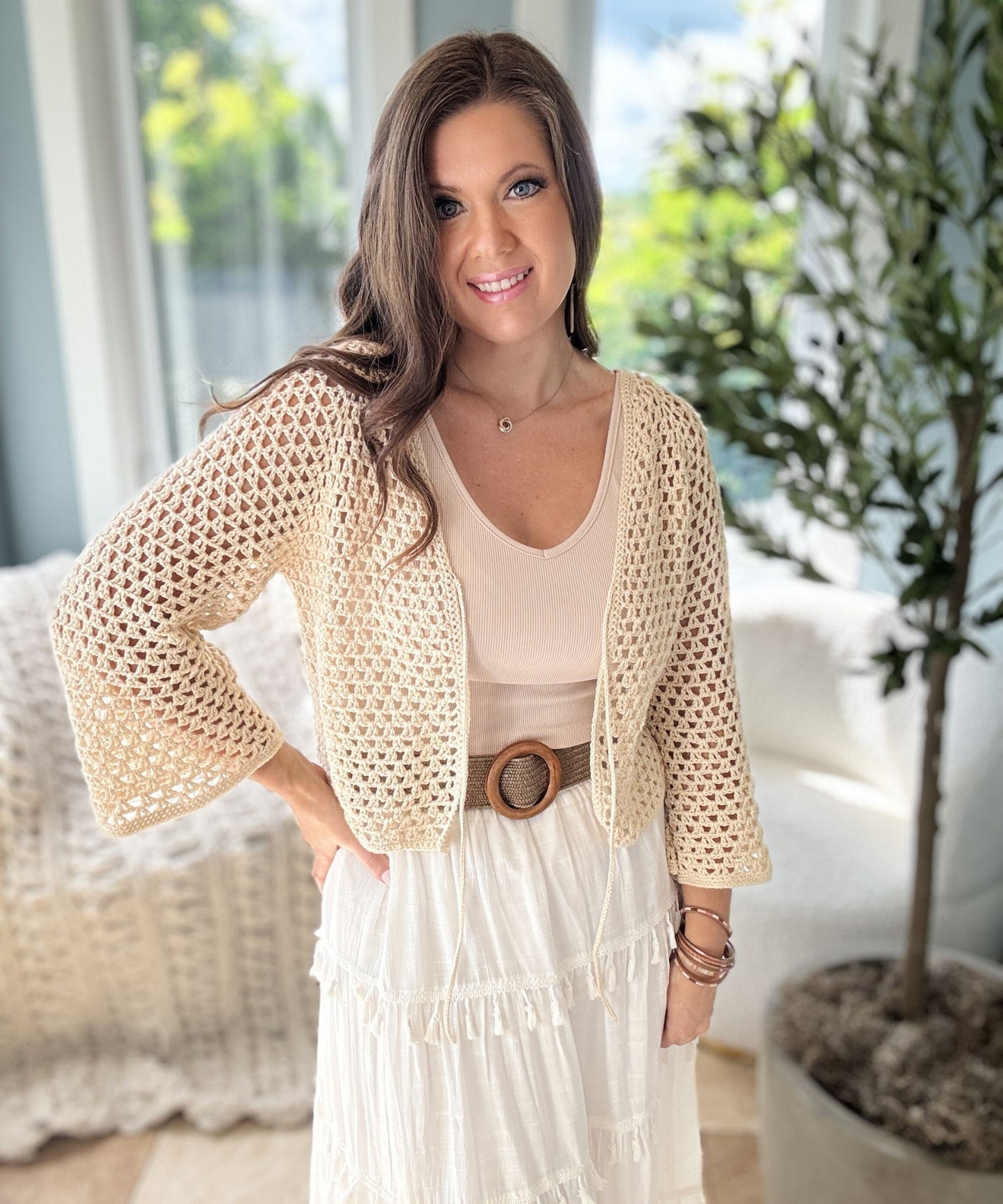 V-Stitch Summer Cardigan Crochet Pattern | 2 Styles | Top-Down Seamless Design | Sizes XS–5X | PDF Digital Download