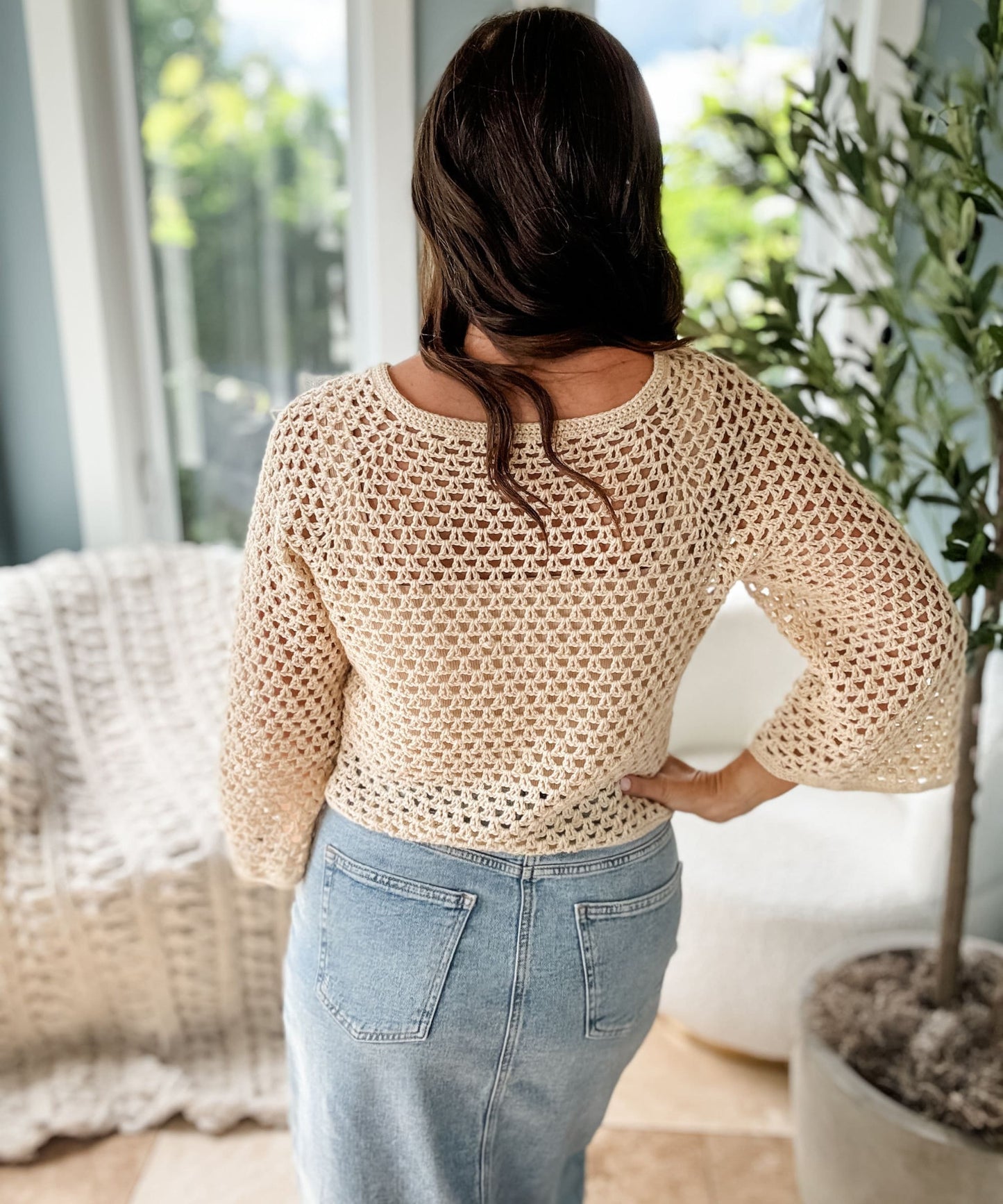 V-Stitch Summer Cardigan Crochet Pattern | 2 Styles | Top-Down Seamless Design | Sizes XS–5X | PDF Digital Download