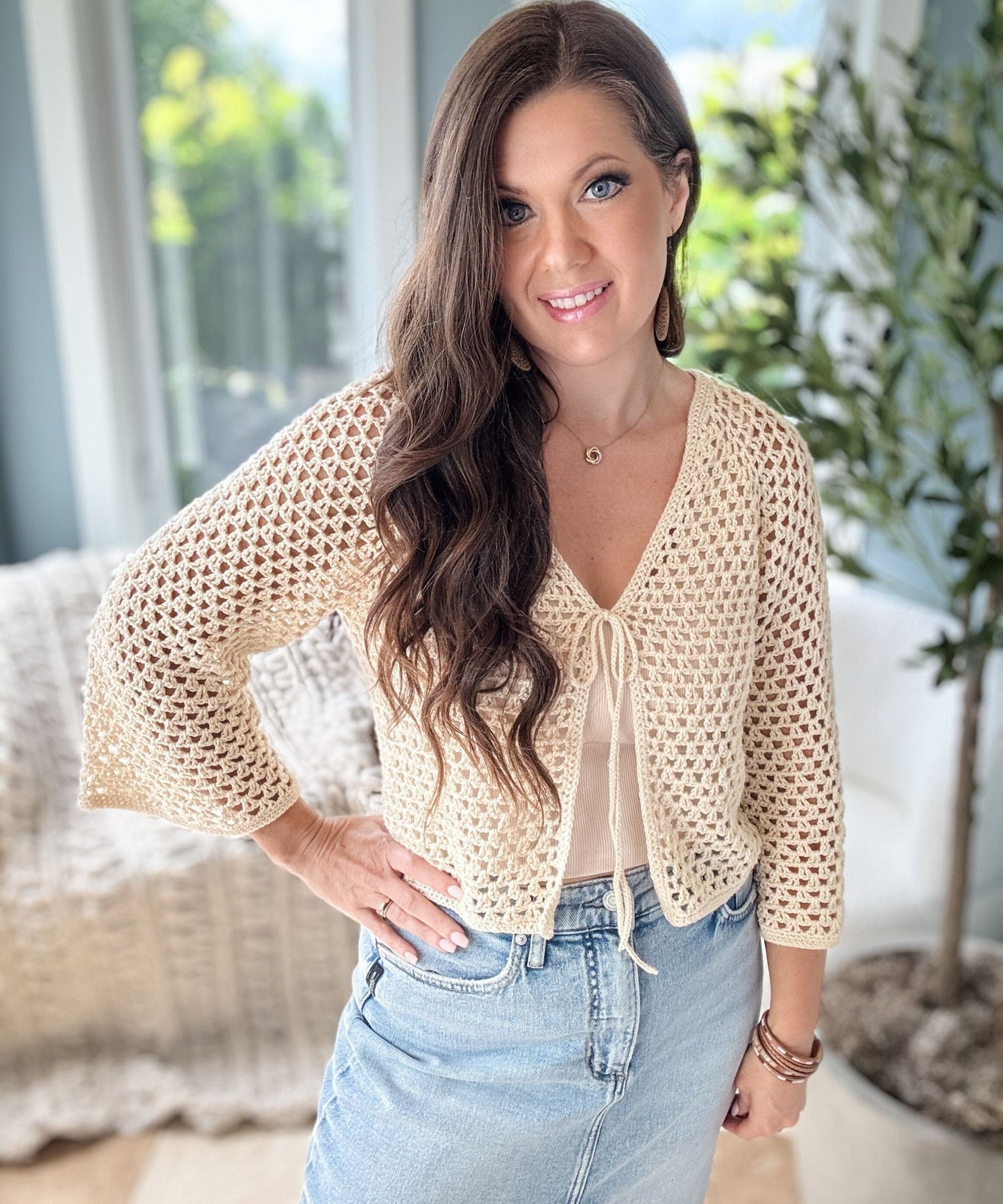 V-Stitch Summer Cardigan Crochet Pattern | 2 Styles | Top-Down Seamless Design | Sizes XS–5X | PDF Digital Download